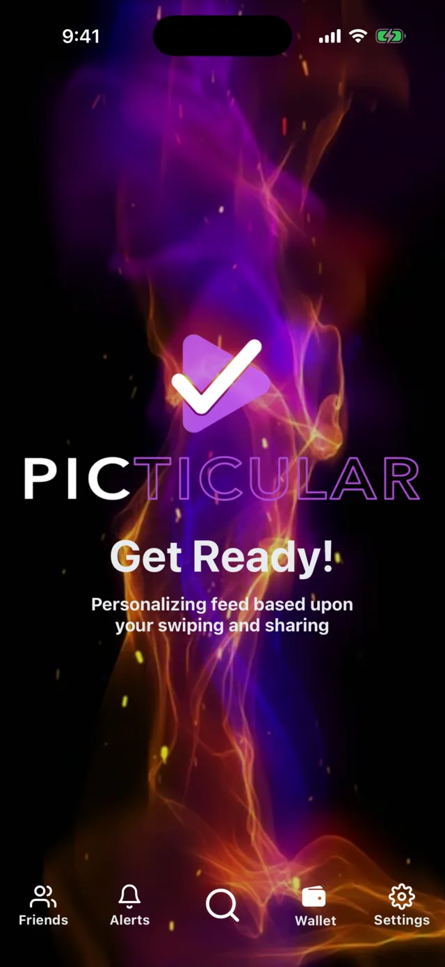 Picticular on Android: the Get Ready splash screen
